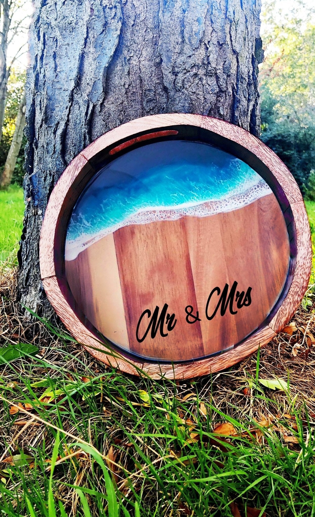 Coastal Ocean Art Resin Art Wooden Tray, Resin Ocean Art, Mango Wood Tray, Acacia Wood Tray For Gifts and Home Décor and Decoration - GOFIRE OUTLET
