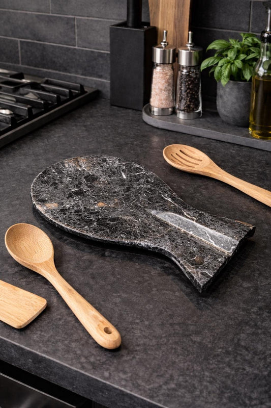 Handmade Black Marble Spoon Rest: Kitchen Utensil Holder - GOFIRE OUTLET