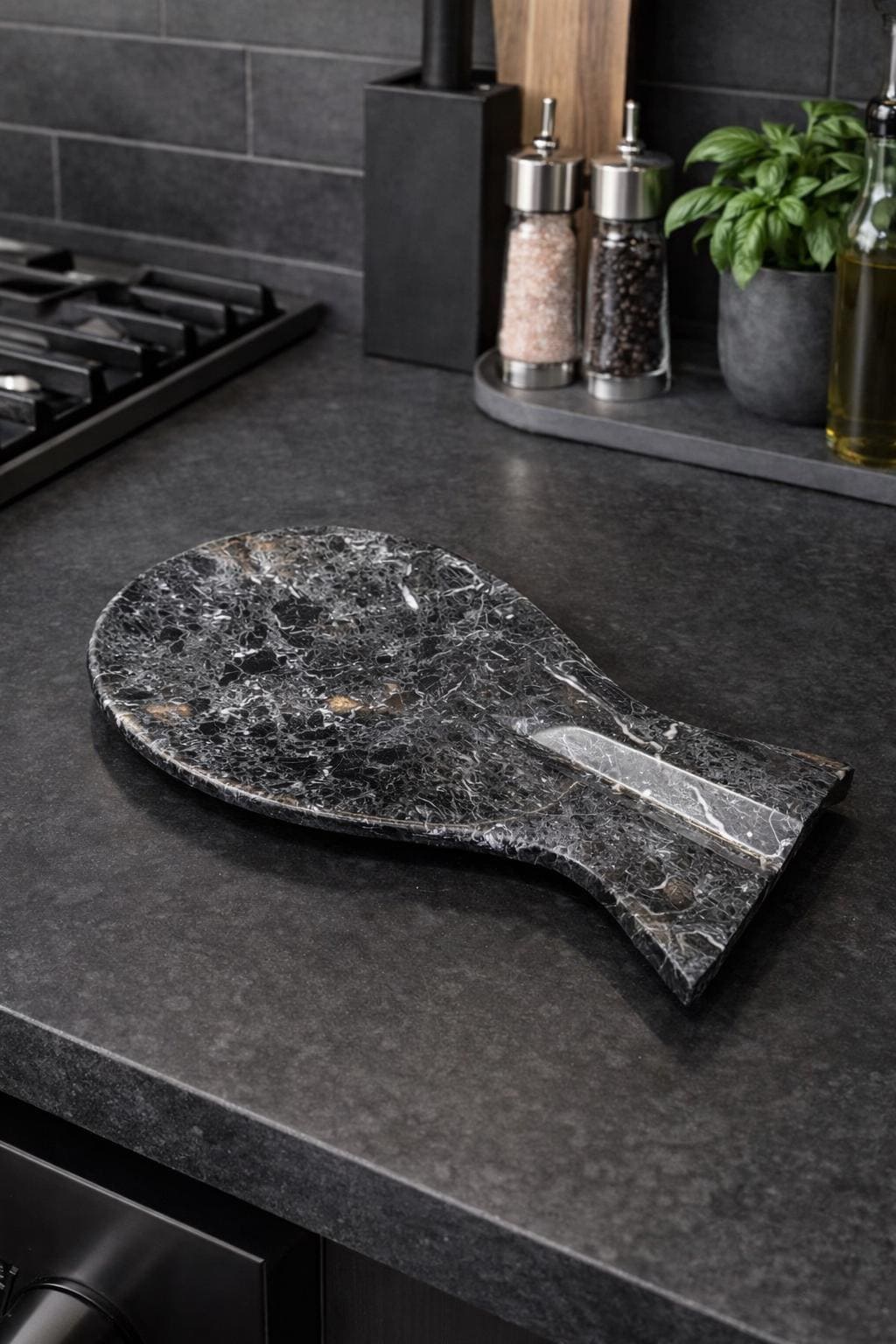Handmade Black Marble Spoon Rest: Kitchen Utensil Holder - GOFIRE OUTLET