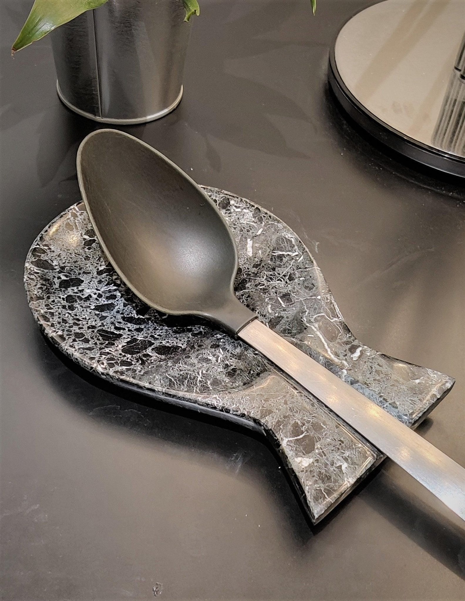 Handmade Black Marble Spoon Rest: Kitchen Utensil Holder - GOFIRE OUTLET