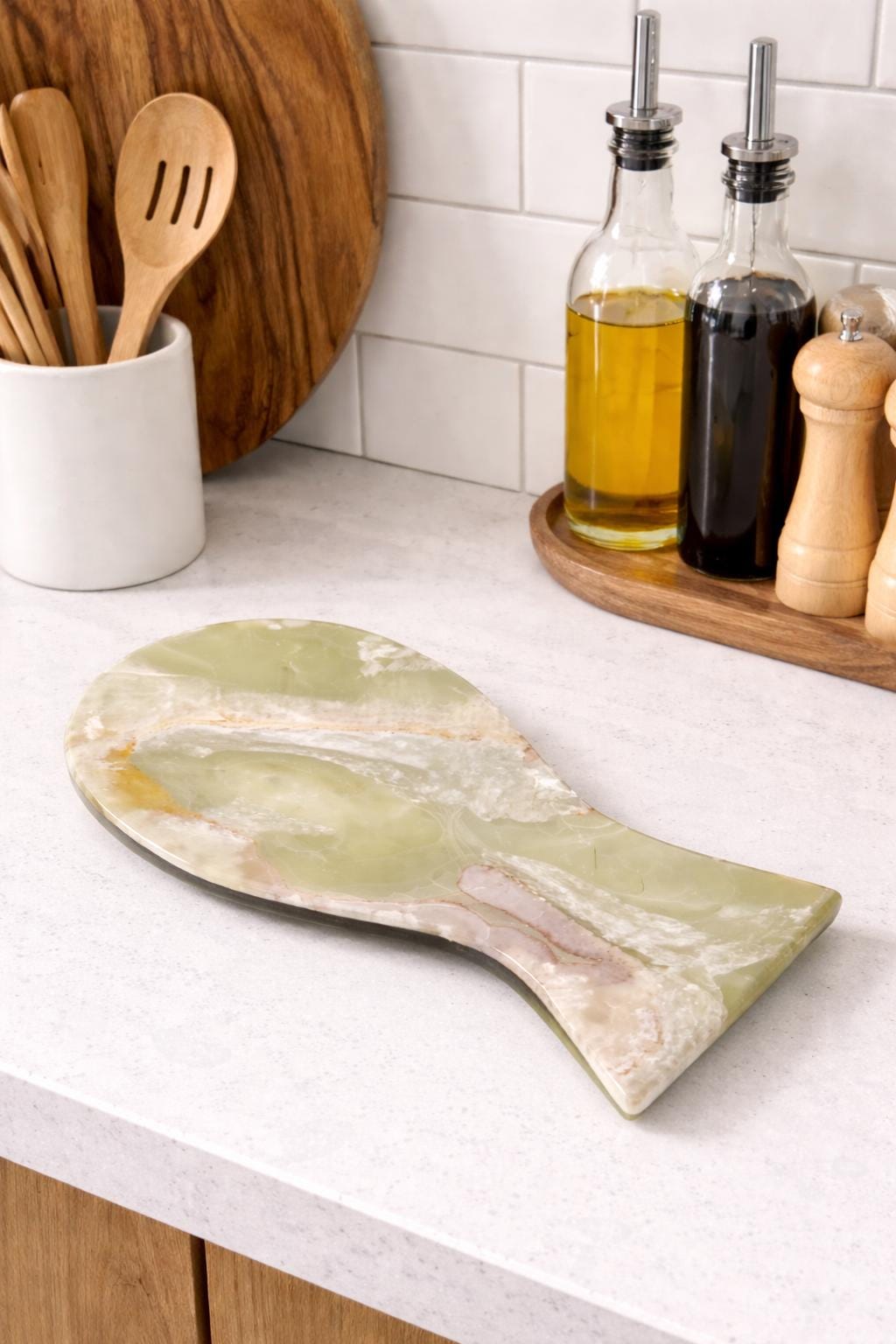 Handmade Green Onyx Marble Spoon Rest: Kitchen Decor - GOFIRE OUTLET
