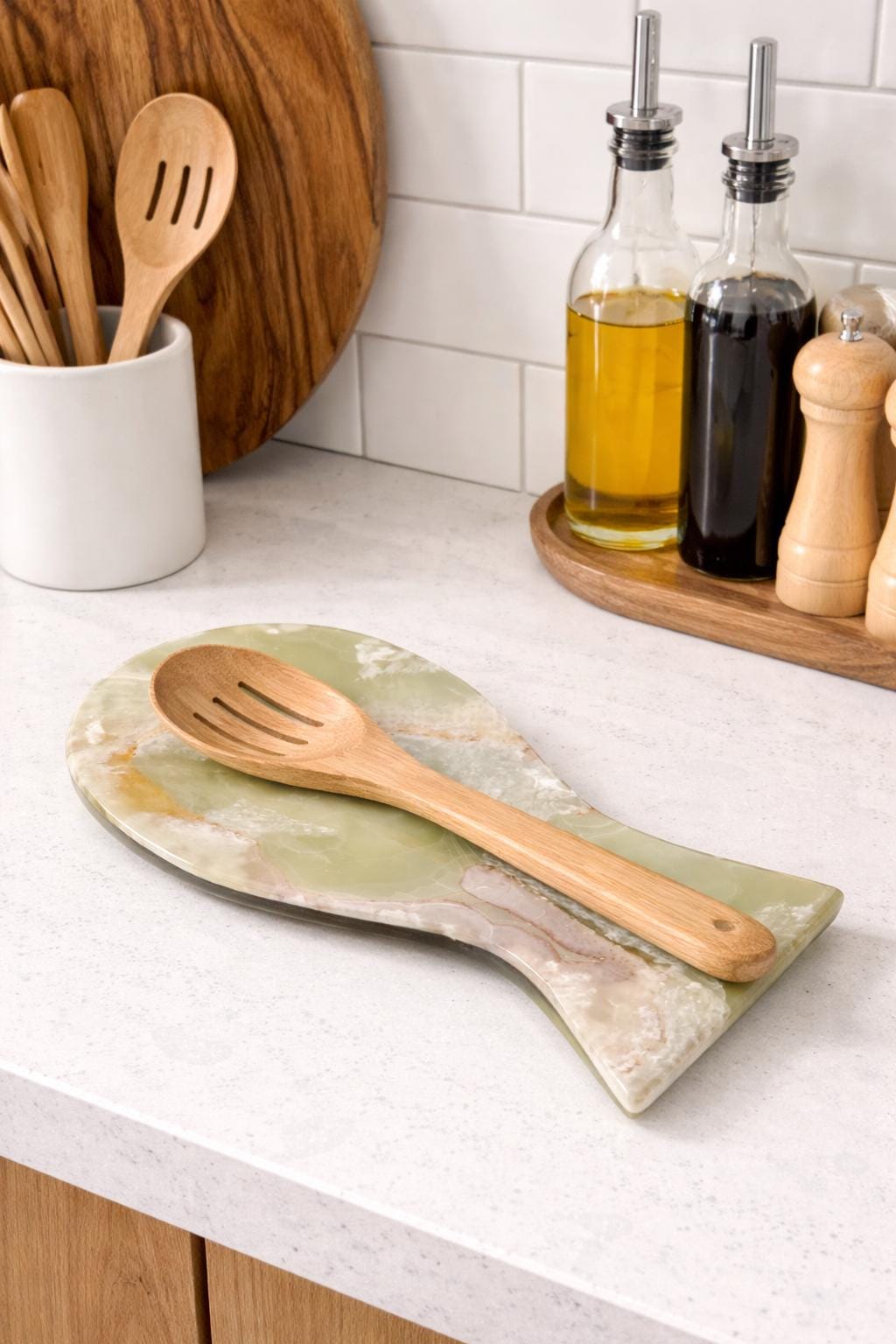 Handmade Green Onyx Marble Spoon Rest: Kitchen Decor - GOFIRE OUTLET