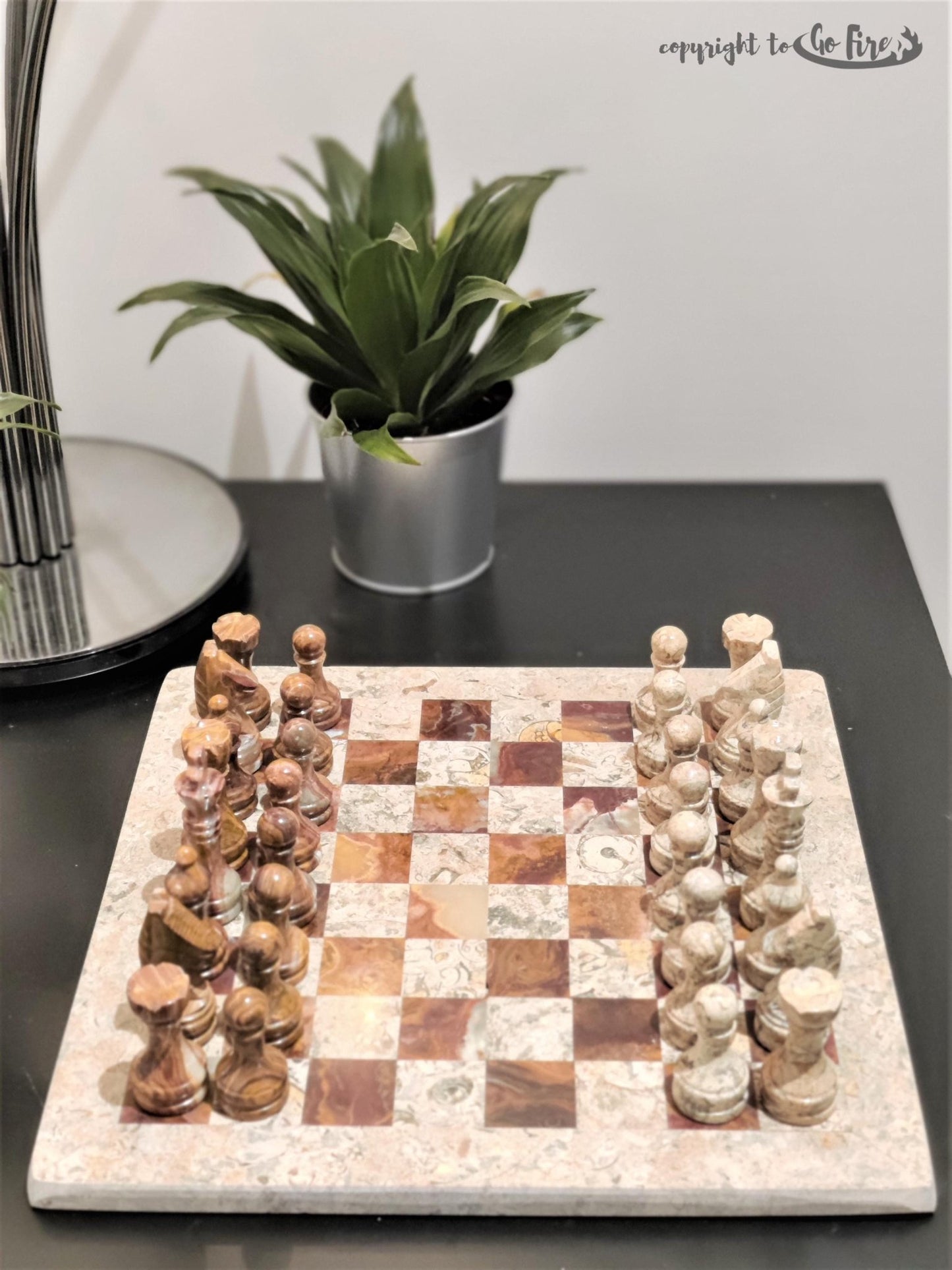 Handmade Marble Chess Set: Vintage 12x12 inch Stone Board with Velvet Case - GOFIRE OUTLET