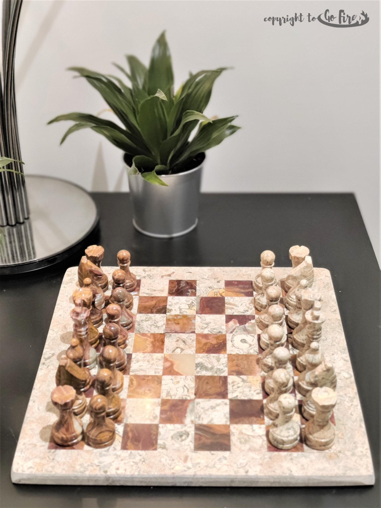 Handmade Marble Chess Set: Vintage 12x12 inch Stone Board with Velvet Case - GOFIRE OUTLET