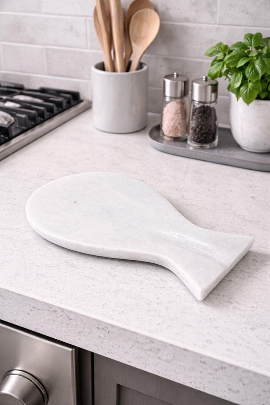 Handmade Marble Spoon Rest: White Kitchen Utensil Holder - GOFIRE OUTLET