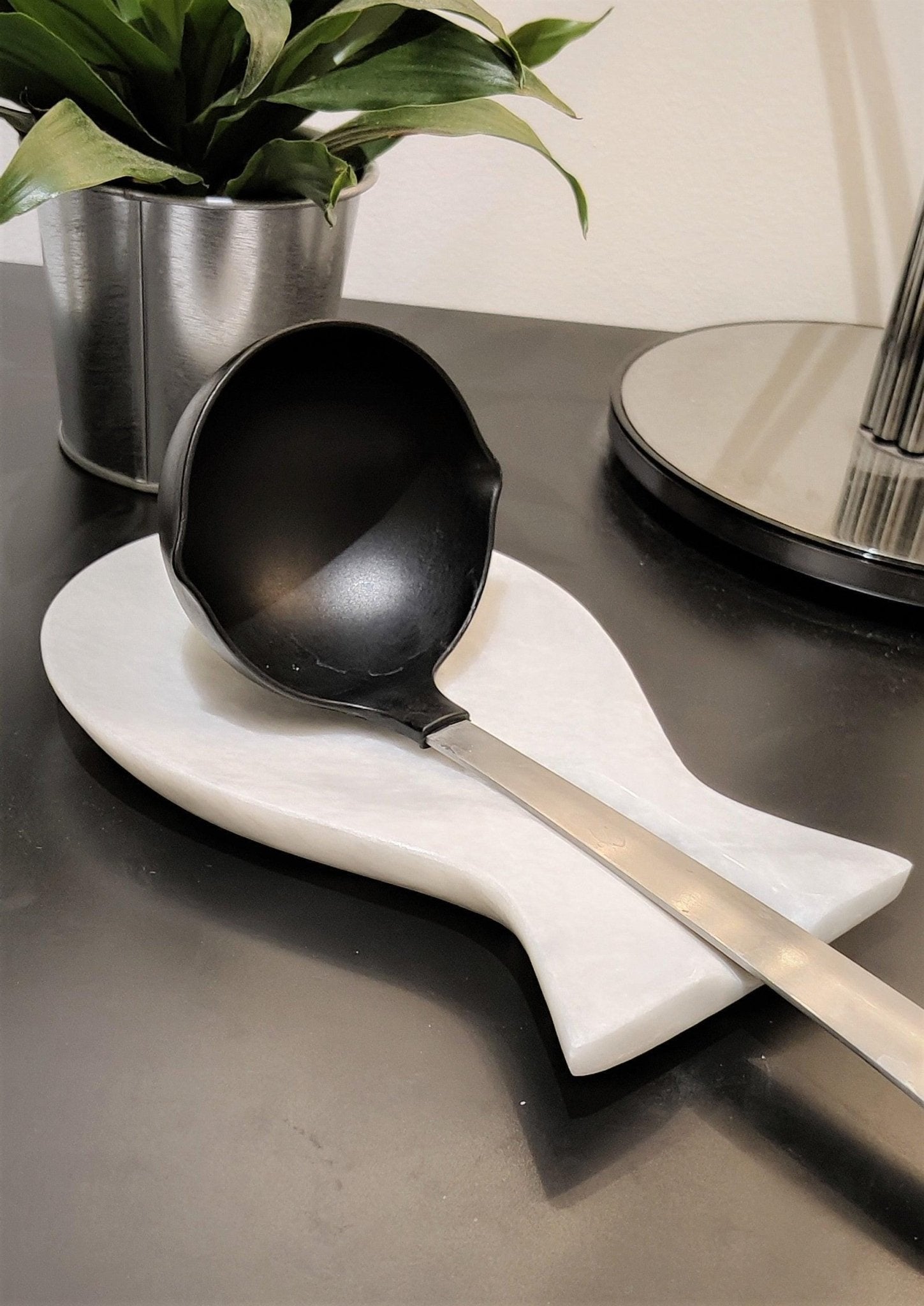 Handmade Marble Spoon Rest: White Kitchen Utensil Holder - GOFIRE OUTLET