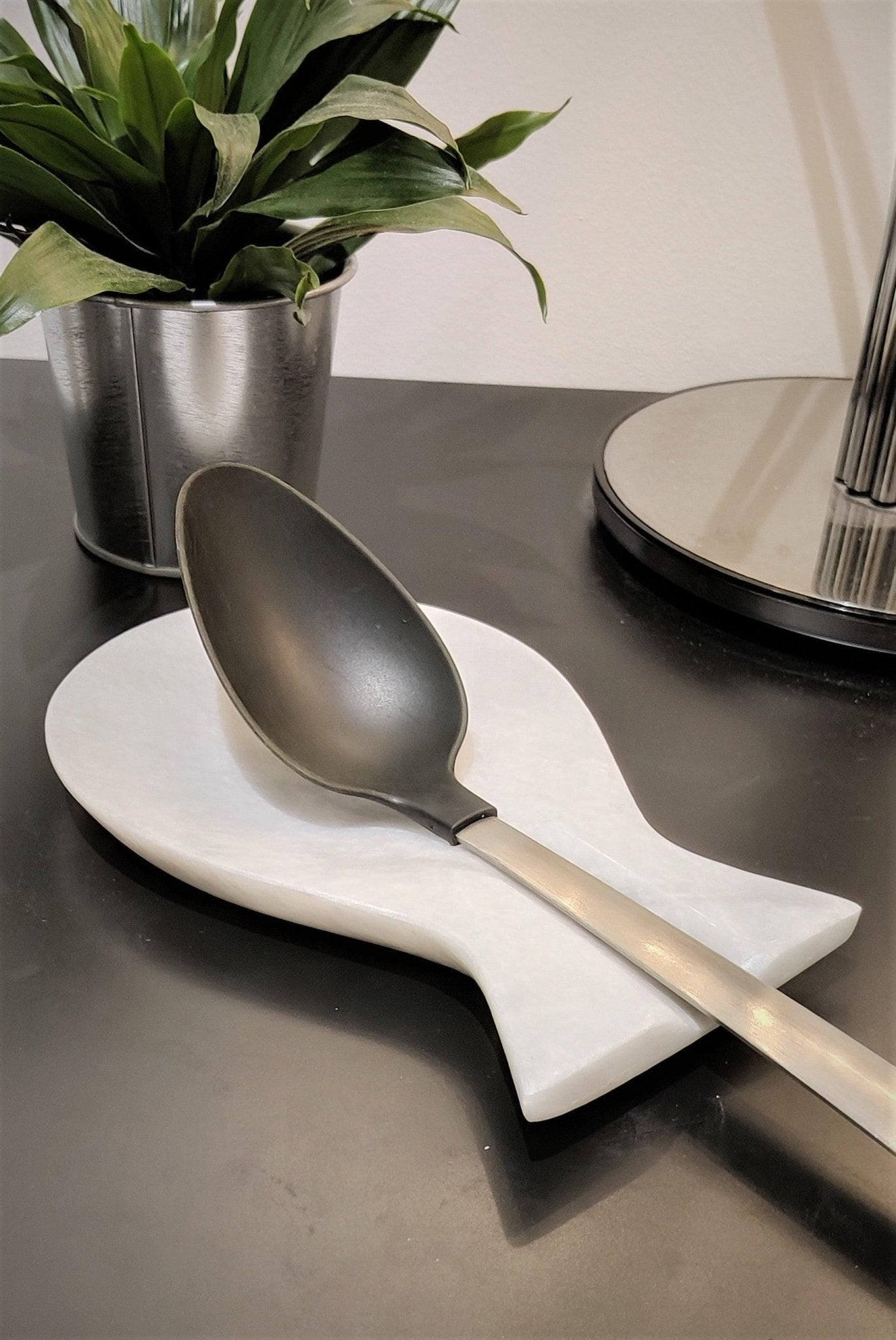 Handmade Marble Spoon Rest: White Kitchen Utensil Holder - GOFIRE OUTLET