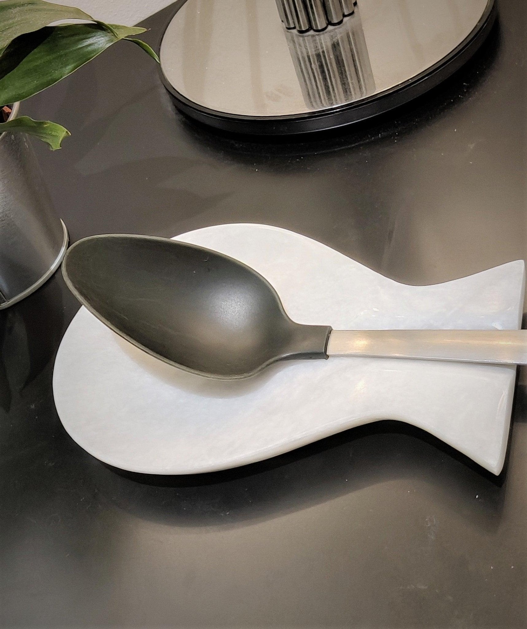 Handmade Marble Spoon Rest: White Kitchen Utensil Holder - GOFIRE OUTLET