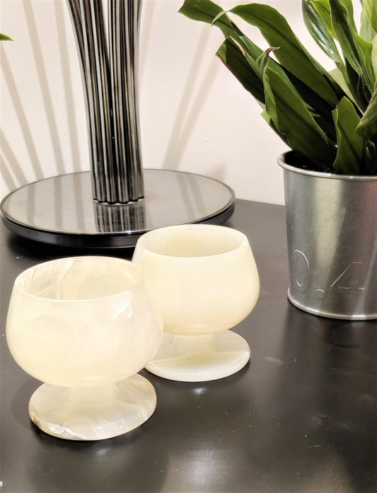 Marble Goblet, Set of 2 Marble Goblets, Handcrafted Set of 2 Marble Drinking Goblets - Vintage Luxury for Your Home Décor & Gifts - GOFIRE OUTLET