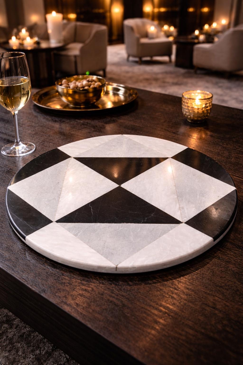 Mosaic Marble Round Tray: Natural Finish Home Decor (12x12 inches) - GOFIRE OUTLET