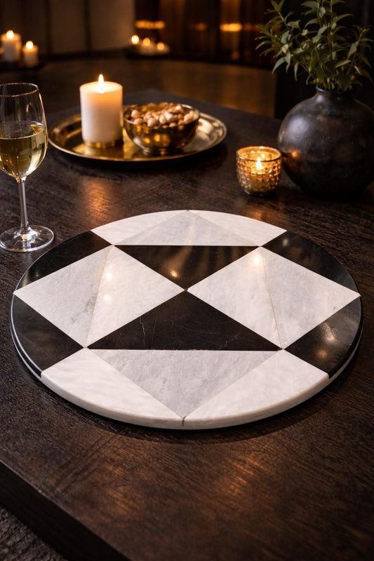 Mosaic Marble Round Tray: Natural Finish Home Decor (12x12 inches) - GOFIRE OUTLET