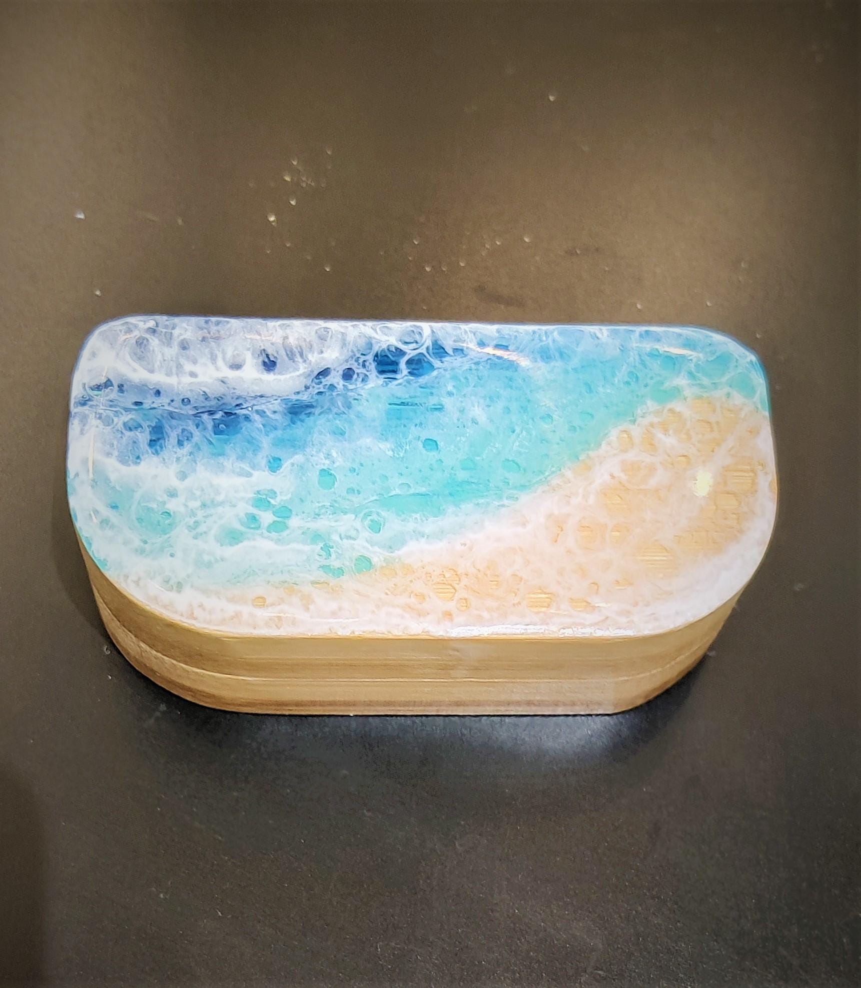 Personalized Ocean Resin Art Bamboo Pill Box | Bamboo Pill Box, Small Pill Box, Gift for Mum, Gift for Dad - GOFIRE OUTLET