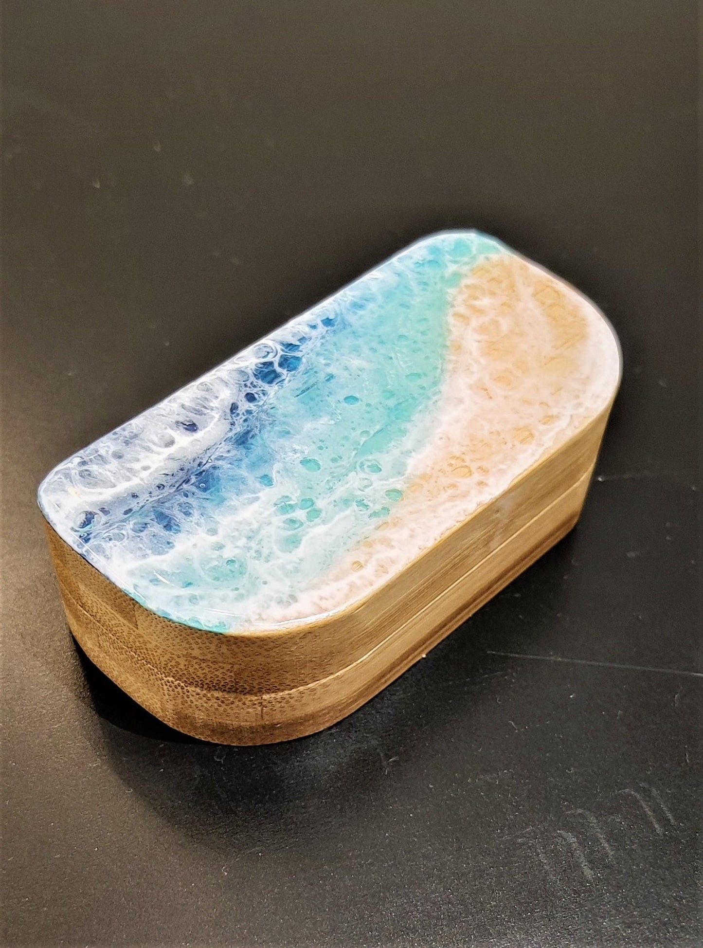 Personalized Ocean Resin Art Bamboo Pill Box | Bamboo Pill Box, Small Pill Box, Gift for Mum, Gift for Dad - GOFIRE OUTLET
