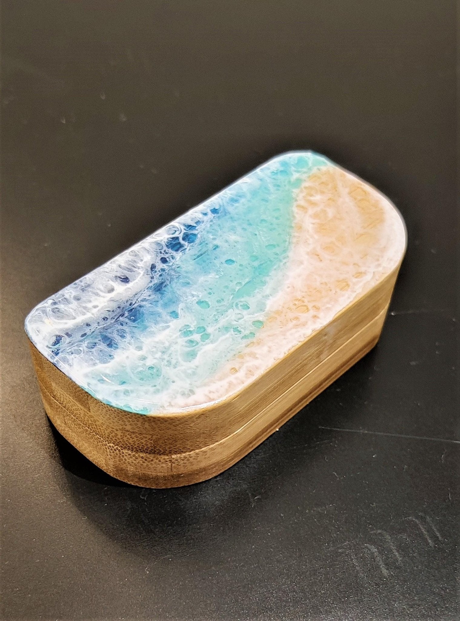 Personalized Ocean Resin Art Bamboo Pill Box | Bamboo Pill Box, Small Pill Box, Gift for Mum, Gift for Dad - GOFIRE OUTLET