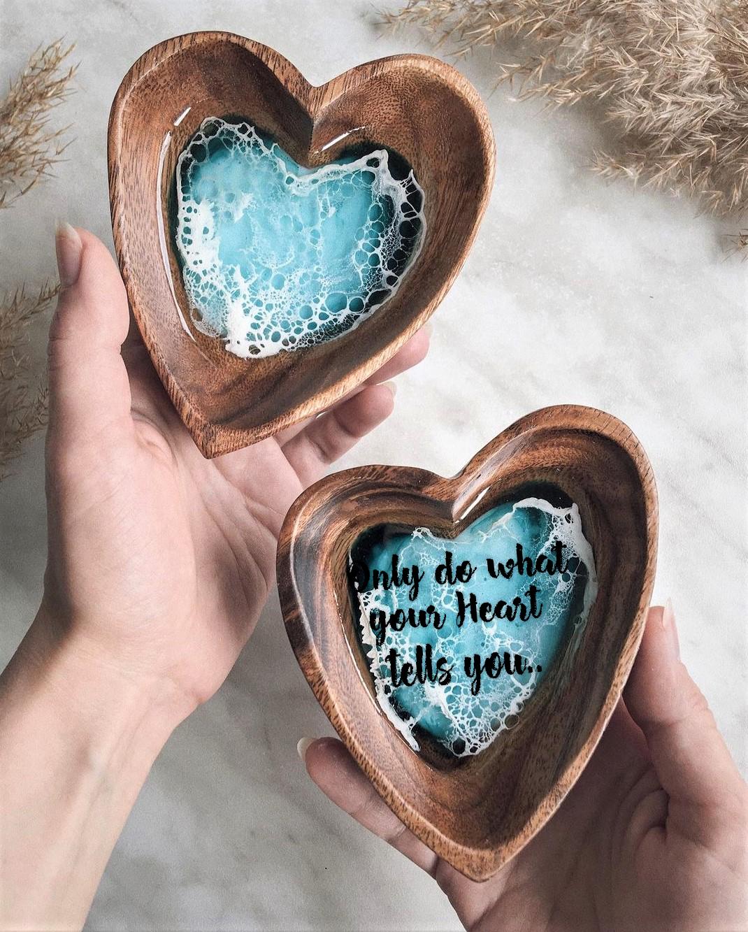 Personalized Ocean Resin Trinket Bowl, Wooden Trinket Bowl, Ocean Resin Trinket Dish, Acacia Wood Bowl with Ocean Resin for Jewelry Storage - GOFIRE OUTLET