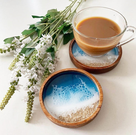 Resin Art Wood Coasters Sets, Resin Art in Bamboo, Cork, Acacia Wood Coasters For Wedding Gifts, Birthday Gifts, Table Décor, Personalized - GOFIRE OUTLET