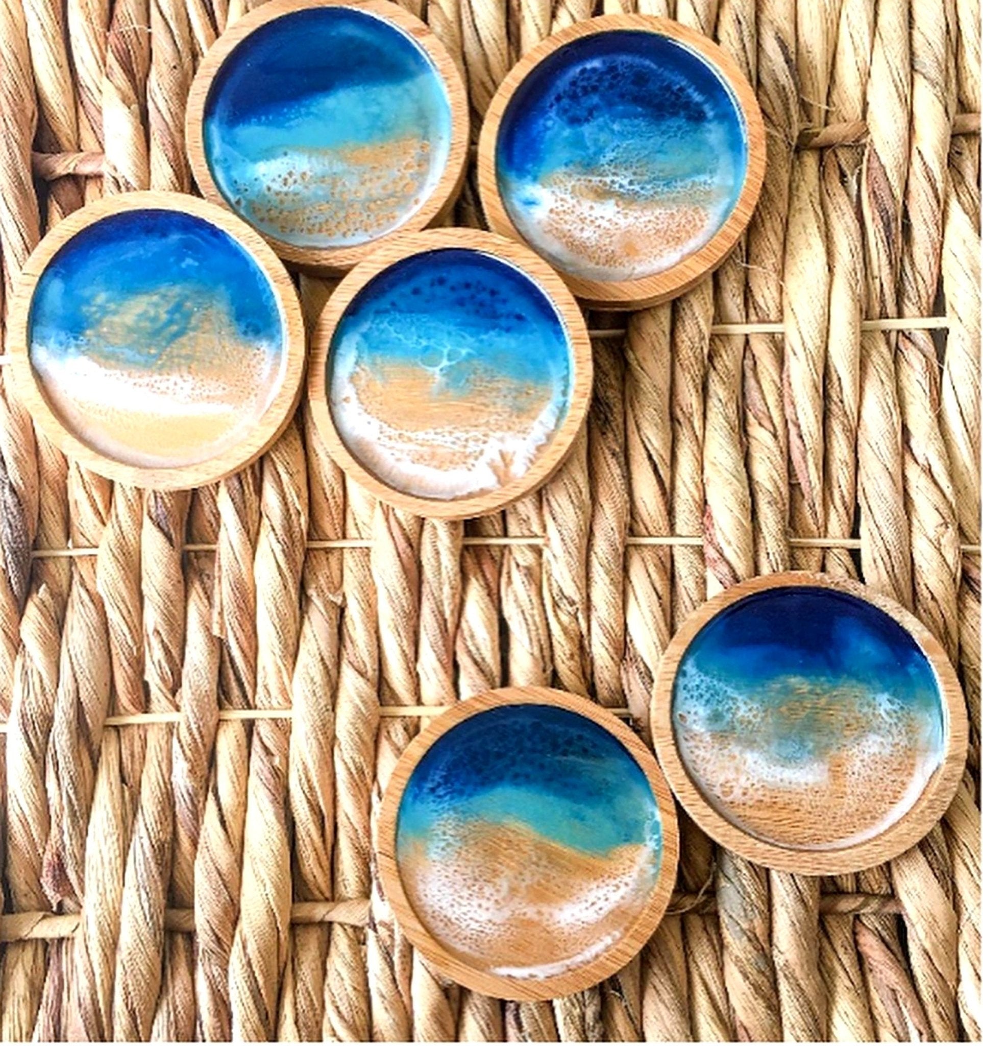 Resin Art Wood Coasters Sets, Resin Art in Bamboo, Cork, Acacia Wood Coasters For Wedding Gifts, Birthday Gifts, Table Décor, Personalized - GOFIRE OUTLET