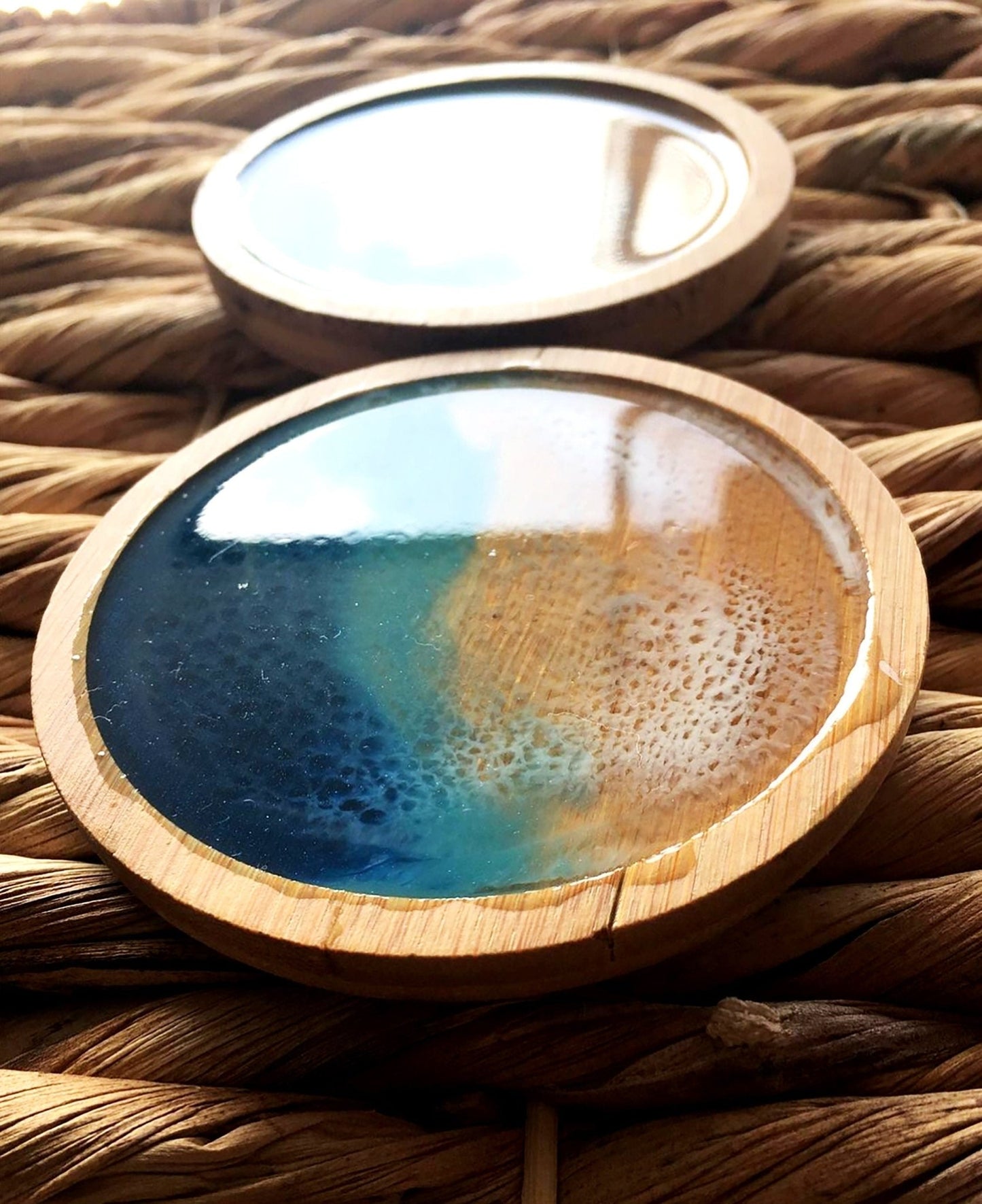 Resin Art Wood Coasters Sets, Resin Art in Bamboo, Cork, Acacia Wood Coasters For Wedding Gifts, Birthday Gifts, Table Décor, Personalized - GOFIRE OUTLET