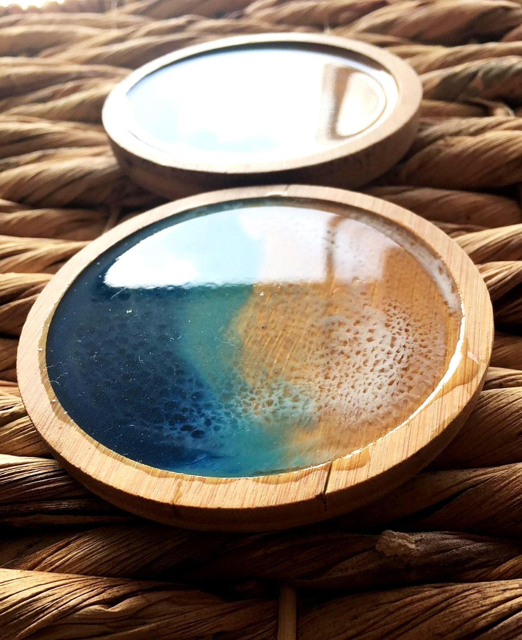 Resin Art Wood Coasters Sets, Resin Art in Bamboo, Cork, Acacia Wood Coasters For Wedding Gifts, Birthday Gifts, Table Décor, Personalized - GOFIRE OUTLET