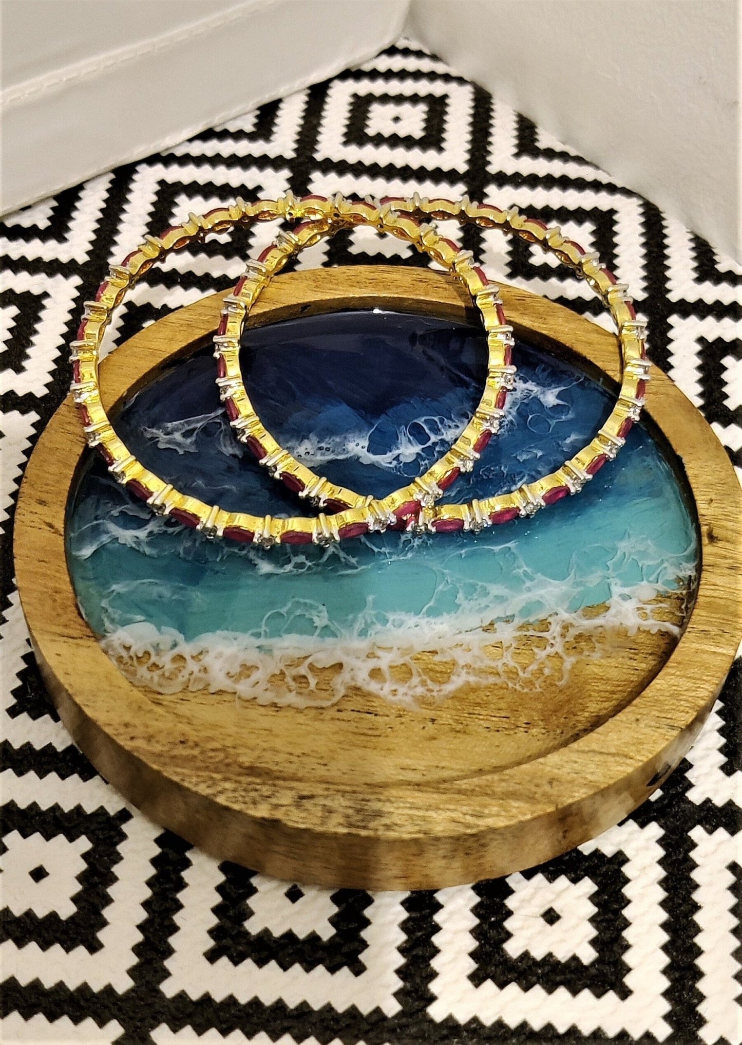 Trinket Dish for Jewelry, Ocean Resin Art Trinket Wooden Dish, Acacia Wood Dish for Jewelry Storage, Personalized Trinket Dish - GOFIRE OUTLET